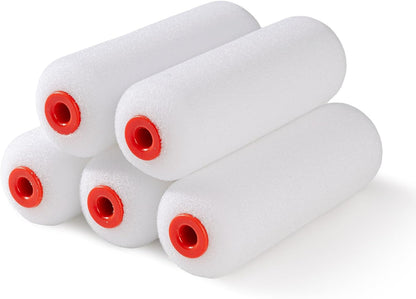 4" Foam Paint Roller Covers 10-Pack, 50kg/m³ High Density - Washable & Reusable for Smooth Finish on Furniture, Cabinets, DIY Projects