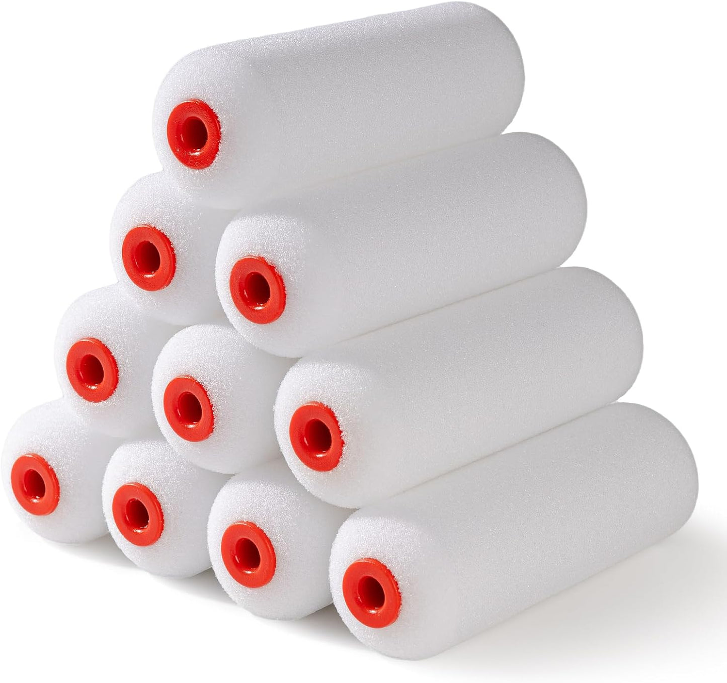 4" Foam Paint Roller Covers 10-Pack, 50kg/m³ High Density - Washable & Reusable for Smooth Finish on Furniture, Cabinets, DIY Projects