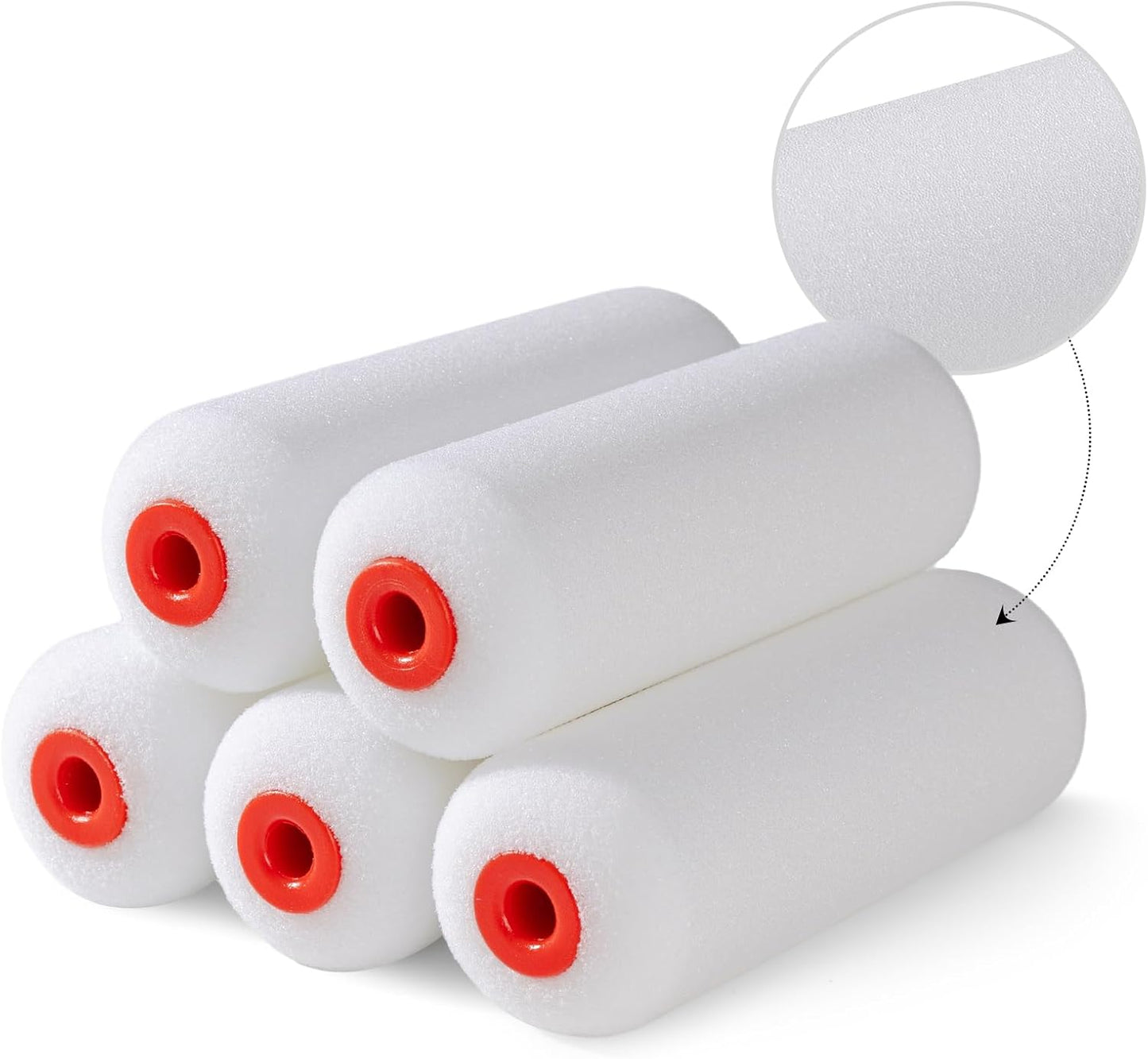 4" Foam Paint Roller Covers 10-Pack, 50kg/m³ High Density - Washable & Reusable for Smooth Finish on Furniture, Cabinets, DIY Projects