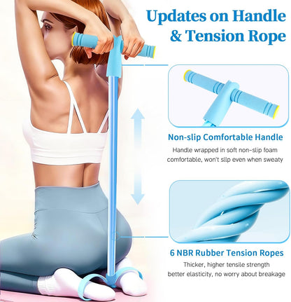 Pedal Resistance Bands with Handles, Upgrade 6-Tubes Elastic Bands for Exercise, Natural Rubber Foot Pedal Resistance Bands, Multifunction Fitness Bands for Abdomen, Waist, Arm, Leg, Pilates