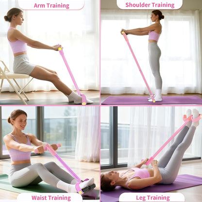 Pedal Resistance Bands with Handles, Upgrade 6-Tubes Elastic Bands for Exercise, Natural Rubber Foot Pedal Resistance Bands, Multifunction Fitness Bands for Abdomen, Waist, Arm, Leg, Pilates