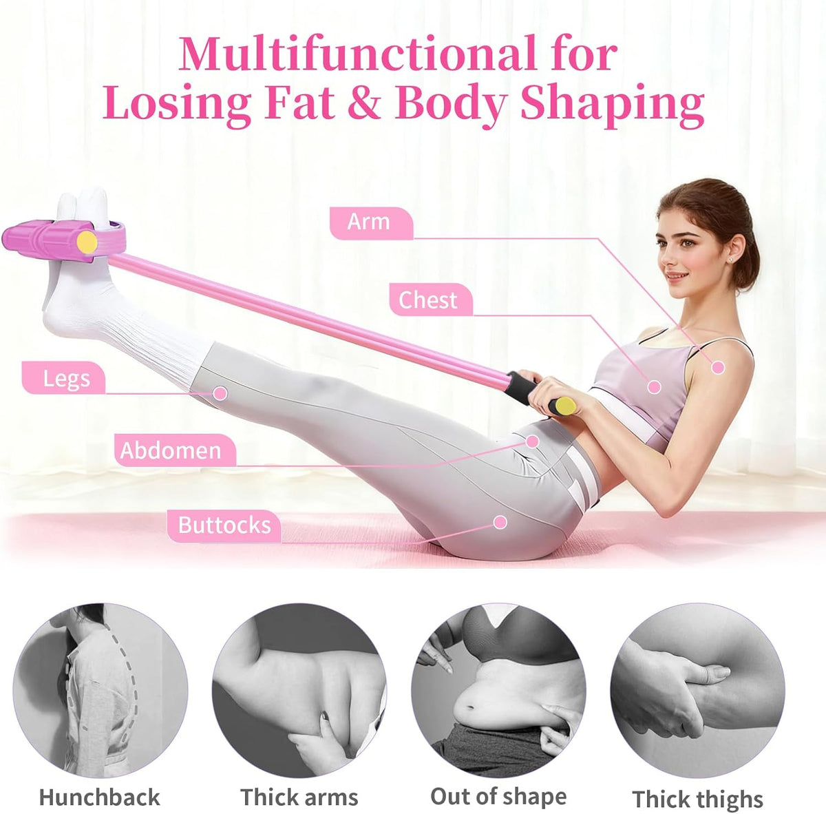 Pedal Resistance Bands with Handles, Upgrade 6-Tubes Elastic Bands for Exercise, Natural Rubber Foot Pedal Resistance Bands, Multifunction Fitness Bands for Abdomen, Waist, Arm, Leg, Pilates