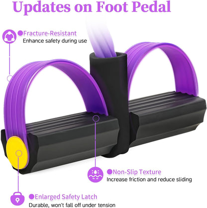Pedal Resistance Bands with Handles, Upgrade 6-Tubes Elastic Bands for Exercise, Natural Rubber Foot Pedal Resistance Bands, Multifunction Fitness Bands for Abdomen, Waist, Arm, Leg, Pilates