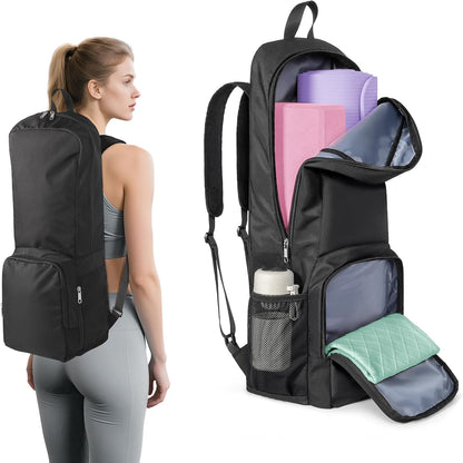 Yoga Mat Bag Carrier Zipper Closure Multi Functional Essential Pockets Exercise Yoga Mat Holder Backpack
