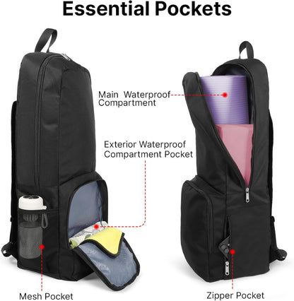 Yoga Mat Bag Carrier Zipper Closure Multi Functional Essential Pockets Exercise Yoga Mat Holder Backpack