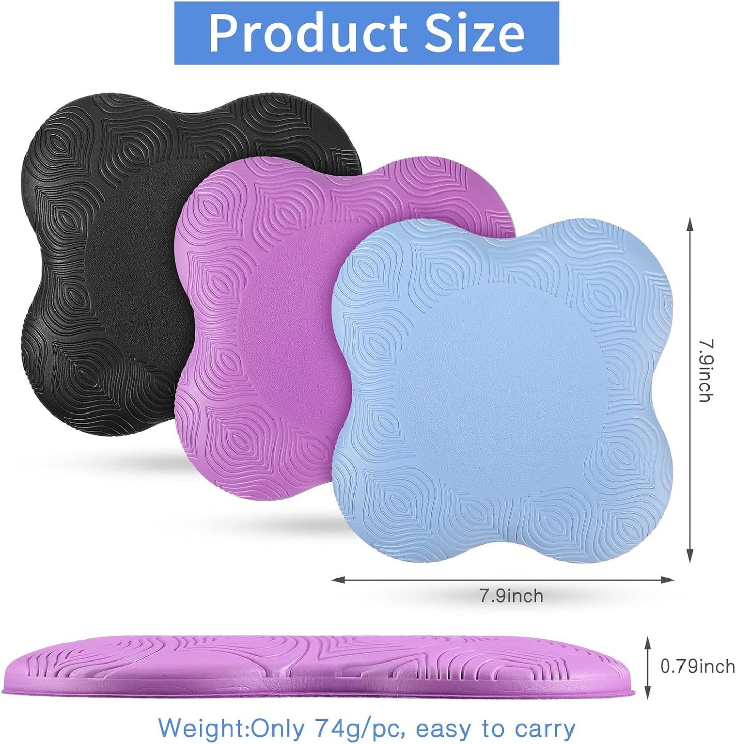 6 Pcs Knee Pads for Yoga Extra Thick Yoga Wrist Pad Anti Slip Pilates Support Cushion for Men Women Knee Elbow Wrist Hand Exercise Meditation Workout Floor Travel