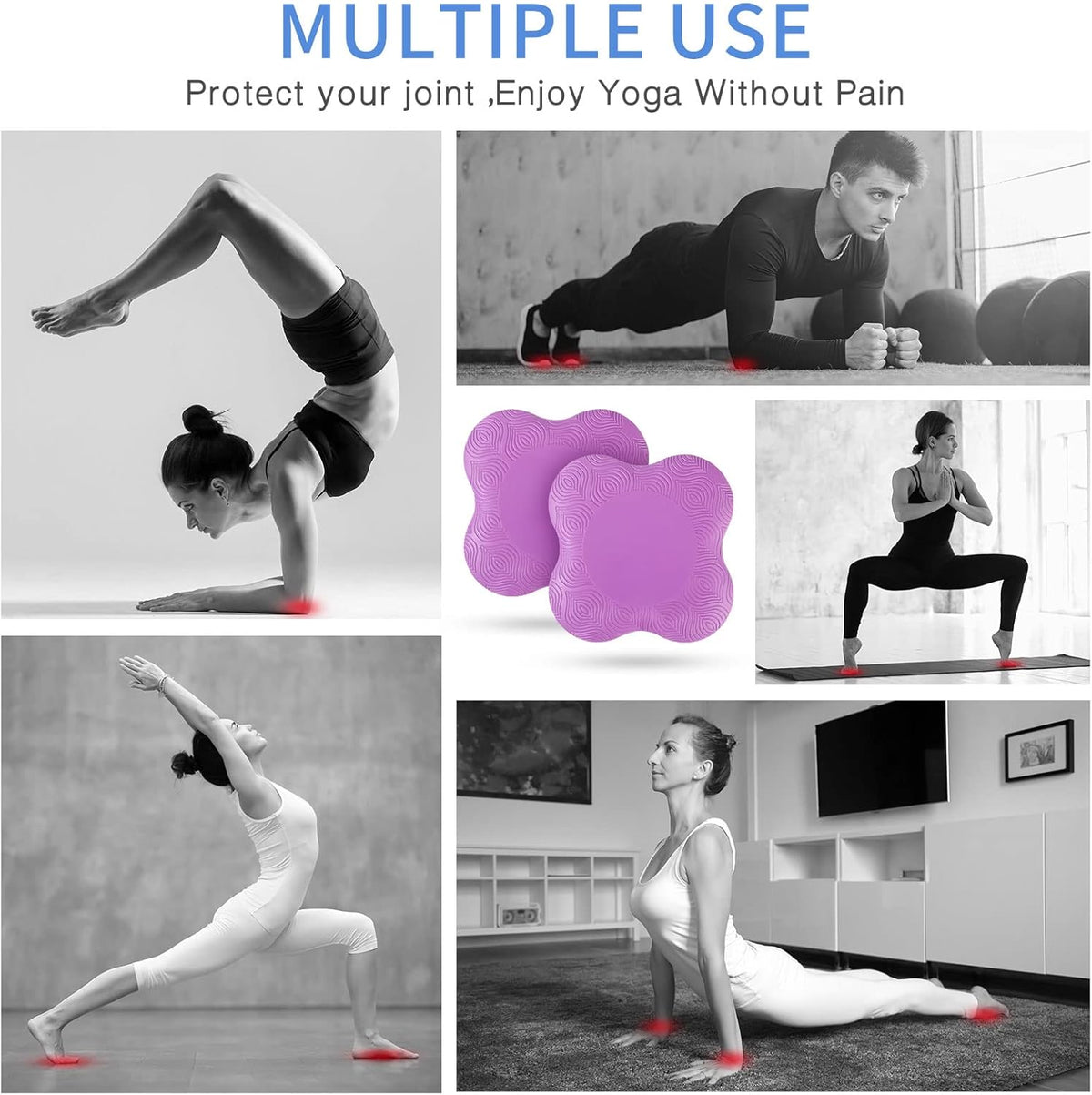 6 Pcs Knee Pads for Yoga Extra Thick Yoga Wrist Pad Anti Slip Pilates Support Cushion for Men Women Knee Elbow Wrist Hand Exercise Meditation Workout Floor Travel
