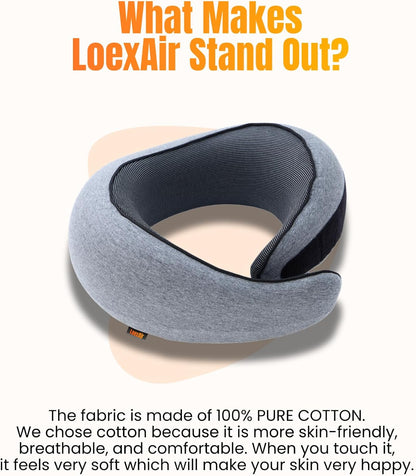 ™ Hooded Pro Travel Pillow - Memory Foam Neck Support Pillow for Airplane, Flight - Super-Soft Pure Cotton Fabric, Maximum Privacy & Light-Block Design, Lightweight Full Travel Kit - Dark Grey