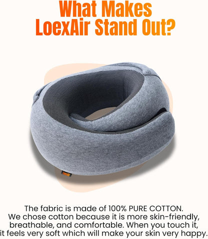 ™ Hooded Pro Travel Pillow - Memory Foam Neck Support Pillow for Airplane, Flight - Super-Soft Pure Cotton Fabric, Maximum Privacy & Light-Block Design, Lightweight Full Travel Kit - Dark Grey