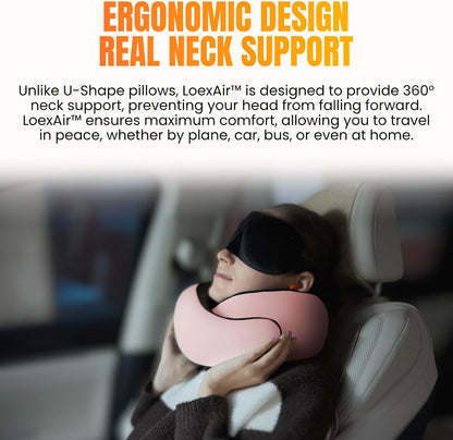 ™ Hooded Pro Travel Pillow - Memory Foam Neck Support Pillow for Airplane, Flight - Super-Soft Pure Cotton Fabric, Maximum Privacy & Light-Block Design, Lightweight Full Travel Kit - Dark Grey