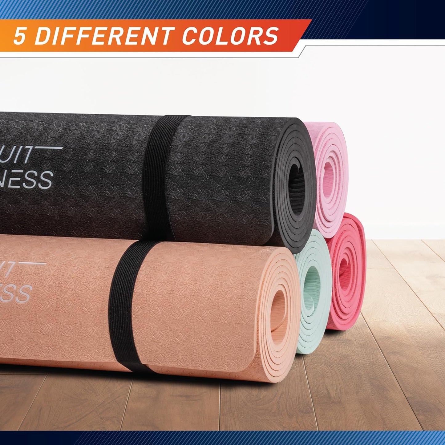 Circuit Fitness Non-Slip Multi-Purpose Exercise Yoga Mats with Carrying Strap Multi-Thickness, Multi-Color Options