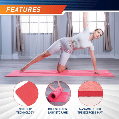 Circuit Fitness Non-Slip Multi-Purpose Exercise Yoga Mats with Carrying Strap Multi-Thickness, Multi-Color Options