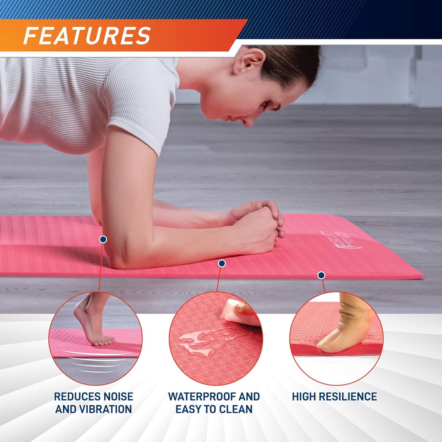 Circuit Fitness Non-Slip Multi-Purpose Exercise Yoga Mats with Carrying Strap Multi-Thickness, Multi-Color Options