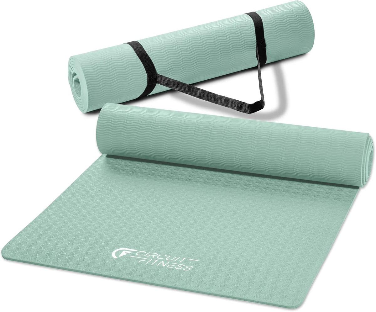 Circuit Fitness Non-Slip Multi-Purpose Exercise Yoga Mats with Carrying Strap Multi-Thickness, Multi-Color Options