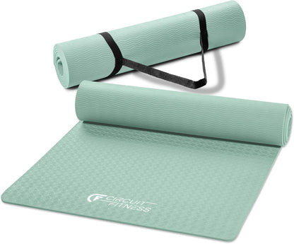 Circuit Fitness Non-Slip Multi-Purpose Exercise Yoga Mats with Carrying Strap Multi-Thickness, Multi-Color Options
