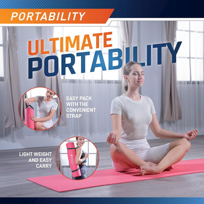 Circuit Fitness Non-Slip Multi-Purpose Exercise Yoga Mats with Carrying Strap Multi-Thickness, Multi-Color Options
