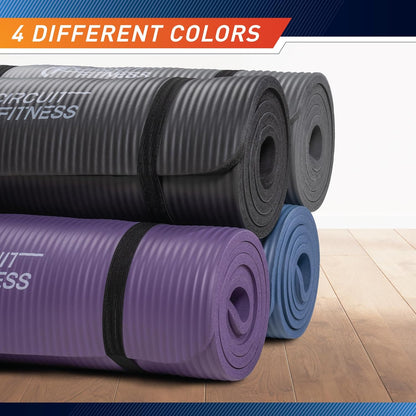 Circuit Fitness Non-Slip Multi-Purpose Exercise Yoga Mats with Carrying Strap Multi-Thickness, Multi-Color Options