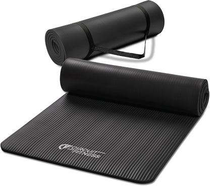 Circuit Fitness Non-Slip Multi-Purpose Exercise Yoga Mats with Carrying Strap Multi-Thickness, Multi-Color Options