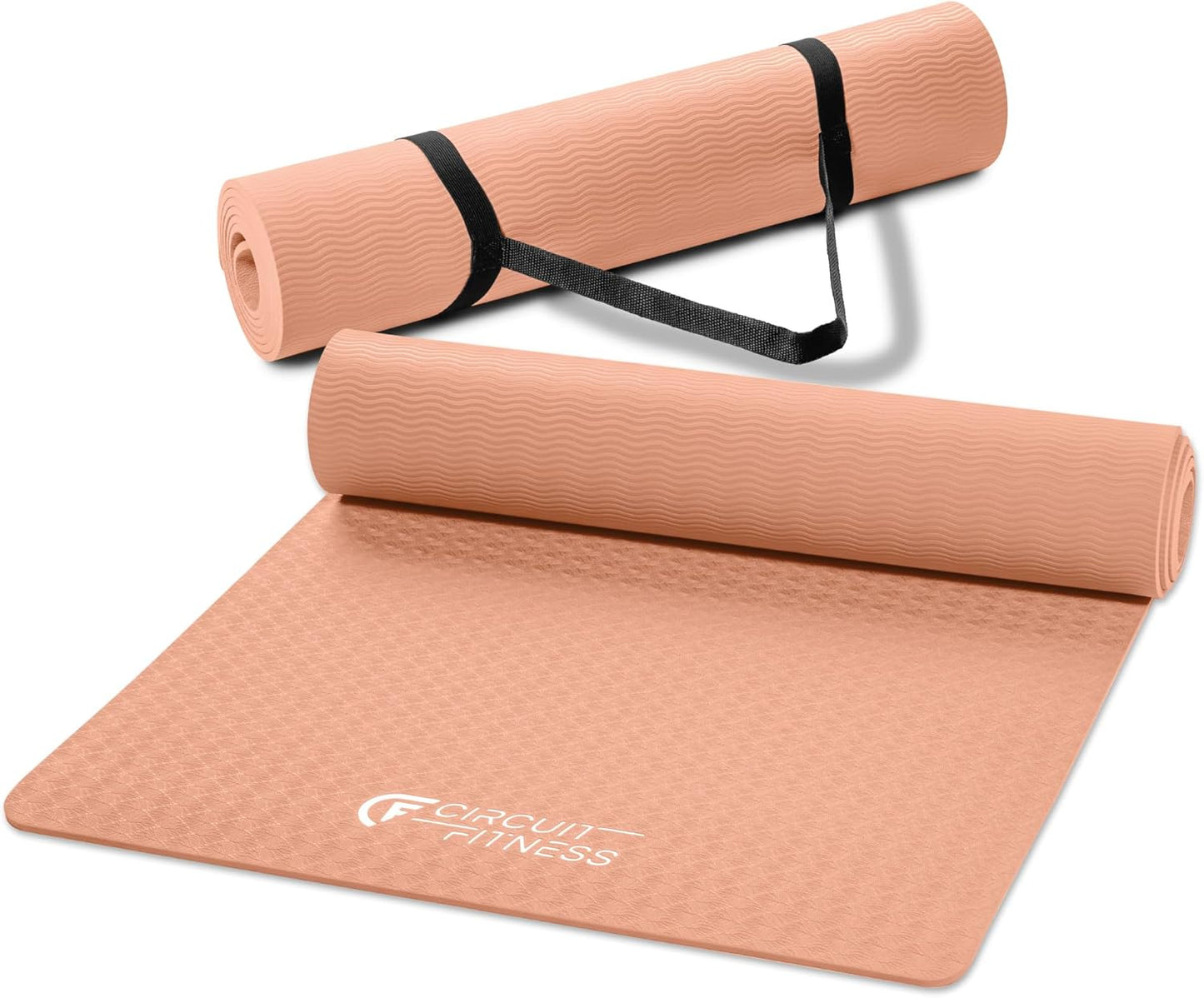 Circuit Fitness Non-Slip Multi-Purpose Exercise Yoga Mats with Carrying Strap Multi-Thickness, Multi-Color Options