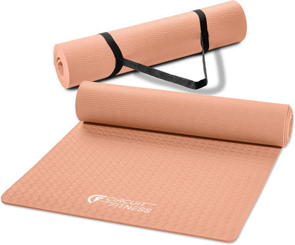 Circuit Fitness Non-Slip Multi-Purpose Exercise Yoga Mats with Carrying Strap Multi-Thickness, Multi-Color Options