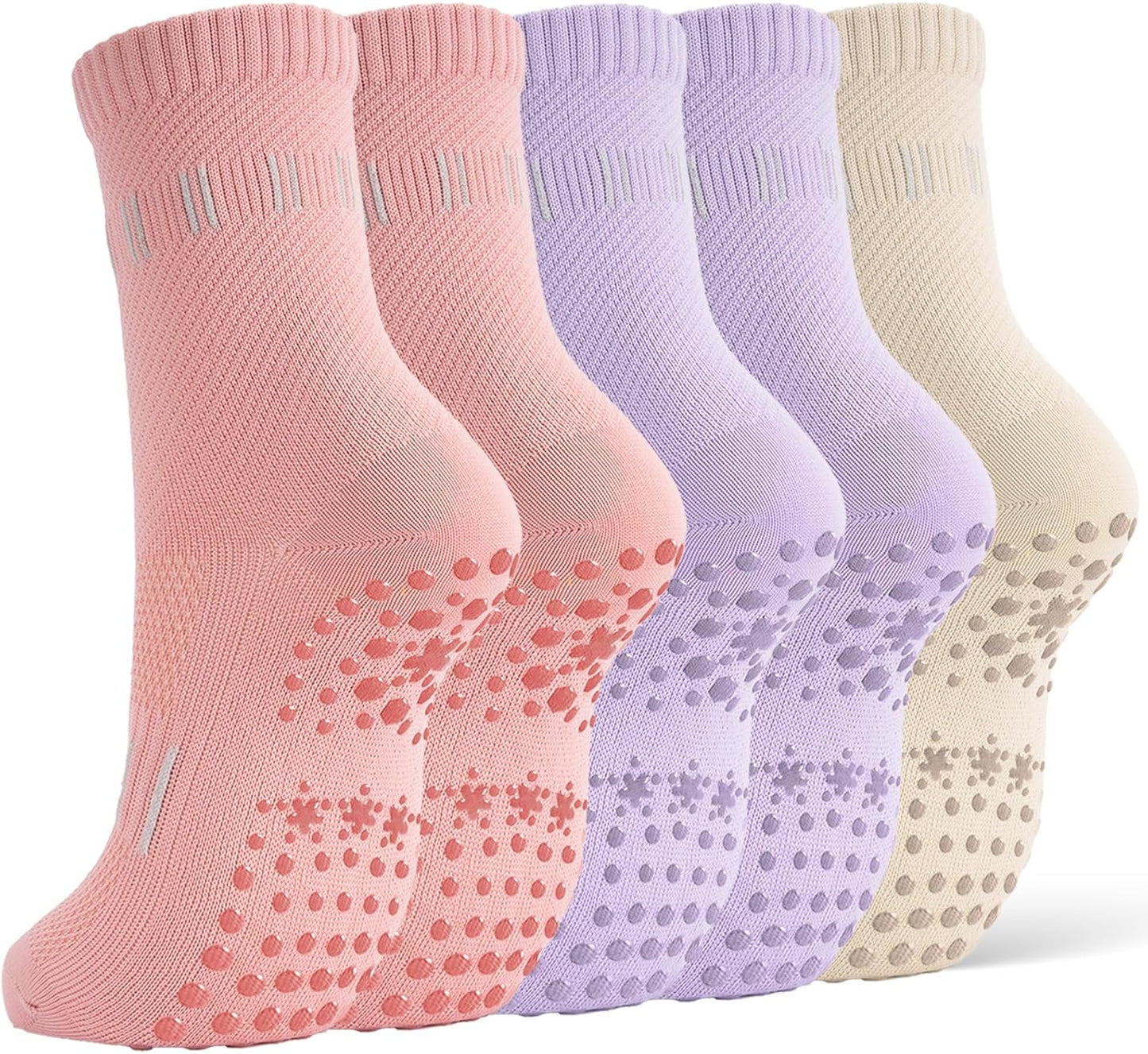 5 Pairs Pilates Socks Yoga Socks with Grips for Women Non Slip For Barre, Ballet, Dance, Home
