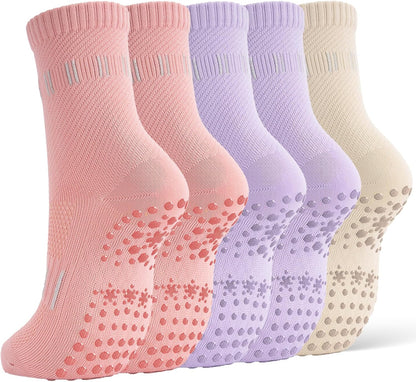 5 Pairs Pilates Socks Yoga Socks with Grips for Women Non Slip For Barre, Ballet, Dance, Home