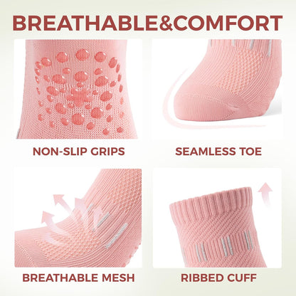 5 Pairs Pilates Socks Yoga Socks with Grips for Women Non Slip For Barre, Ballet, Dance, Home