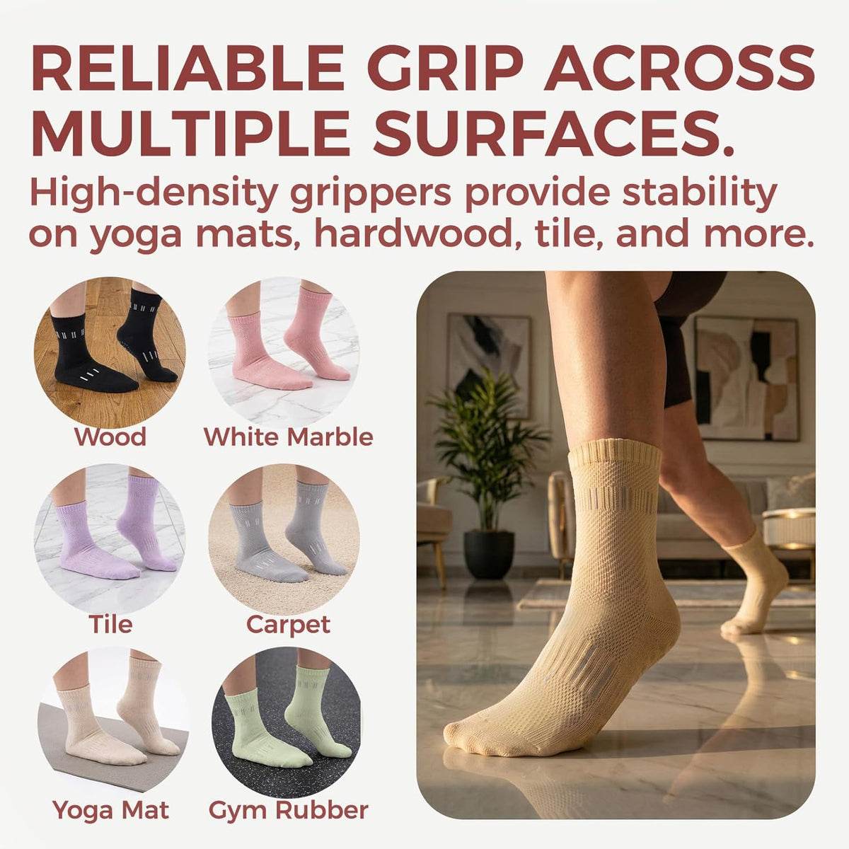 5 Pairs Pilates Socks Yoga Socks with Grips for Women Non Slip For Barre, Ballet, Dance, Home