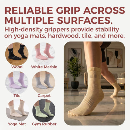 5 Pairs Pilates Socks Yoga Socks with Grips for Women Non Slip For Barre, Ballet, Dance, Home