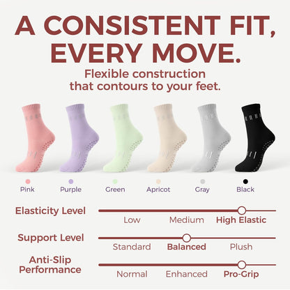 5 Pairs Pilates Socks Yoga Socks with Grips for Women Non Slip For Barre, Ballet, Dance, Home