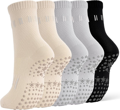 5 Pairs Pilates Socks Yoga Socks with Grips for Women Non Slip For Barre, Ballet, Dance, Home