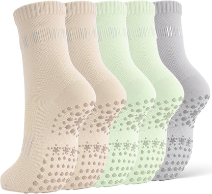 5 Pairs Pilates Socks Yoga Socks with Grips for Women Non Slip For Barre, Ballet, Dance, Home