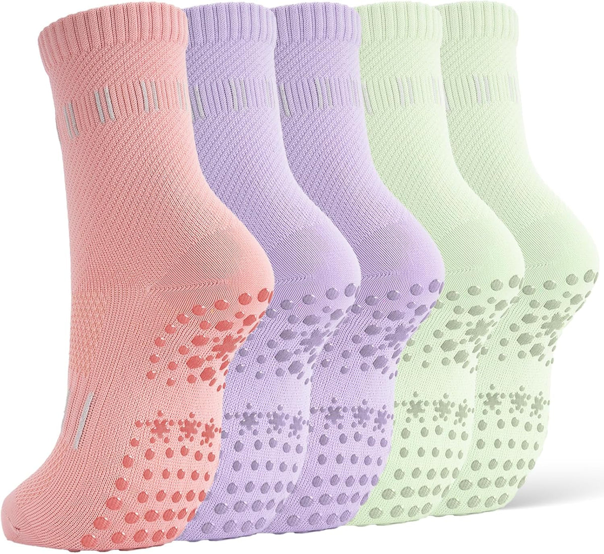 5 Pairs Pilates Socks Yoga Socks with Grips for Women Non Slip For Barre, Ballet, Dance, Home