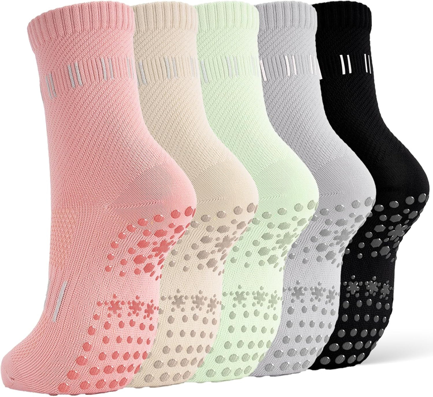 5 Pairs Pilates Socks Yoga Socks with Grips for Women Non Slip For Barre, Ballet, Dance, Home