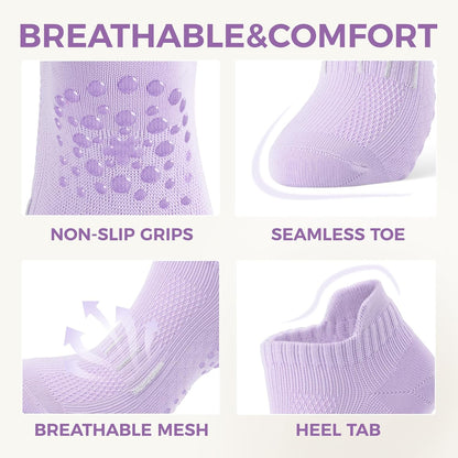 5 Pairs Pilates Socks Yoga Socks with Grips for Women Non Slip For Barre, Ballet, Dance, Home