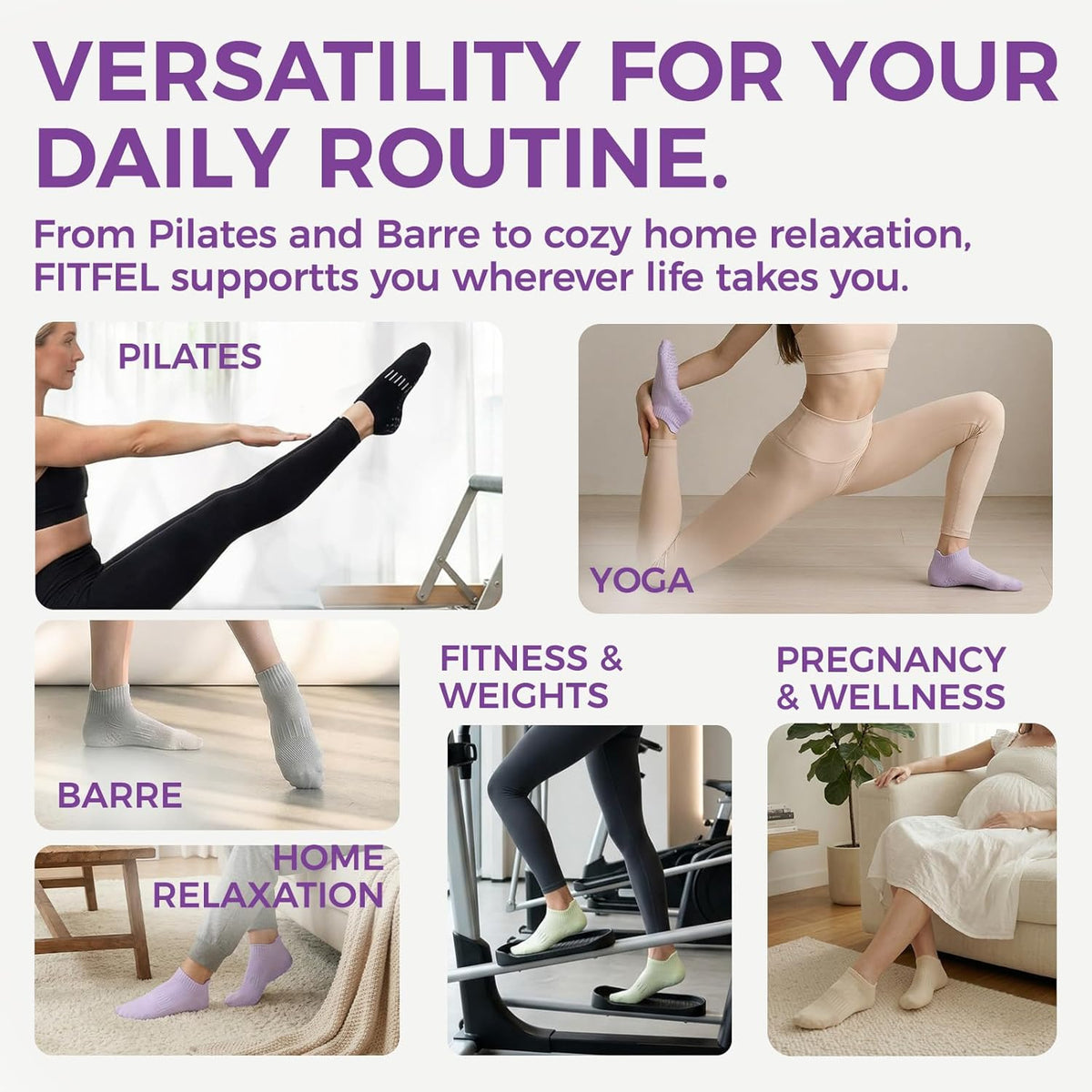 5 Pairs Pilates Socks Yoga Socks with Grips for Women Non Slip For Barre, Ballet, Dance, Home