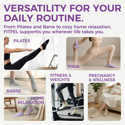 5 Pairs Pilates Socks Yoga Socks with Grips for Women Non Slip For Barre, Ballet, Dance, Home