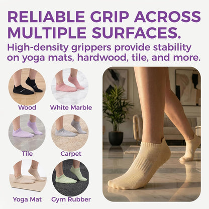 5 Pairs Pilates Socks Yoga Socks with Grips for Women Non Slip For Barre, Ballet, Dance, Home
