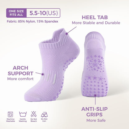 5 Pairs Pilates Socks Yoga Socks with Grips for Women Non Slip For Barre, Ballet, Dance, Home