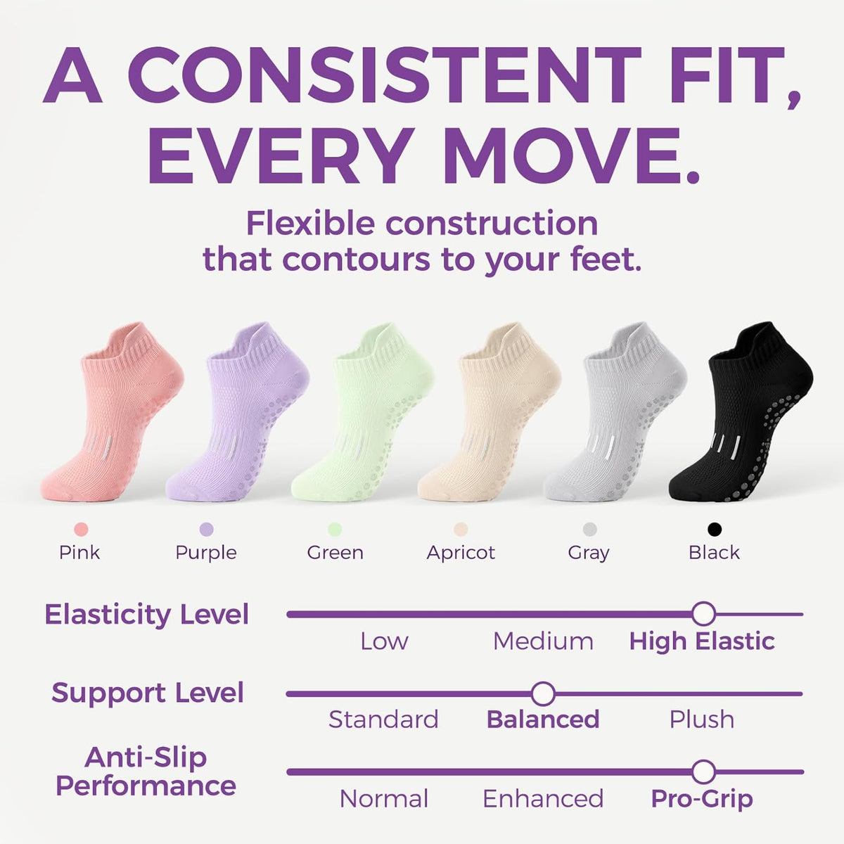 5 Pairs Pilates Socks Yoga Socks with Grips for Women Non Slip For Barre, Ballet, Dance, Home