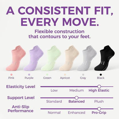 5 Pairs Pilates Socks Yoga Socks with Grips for Women Non Slip For Barre, Ballet, Dance, Home