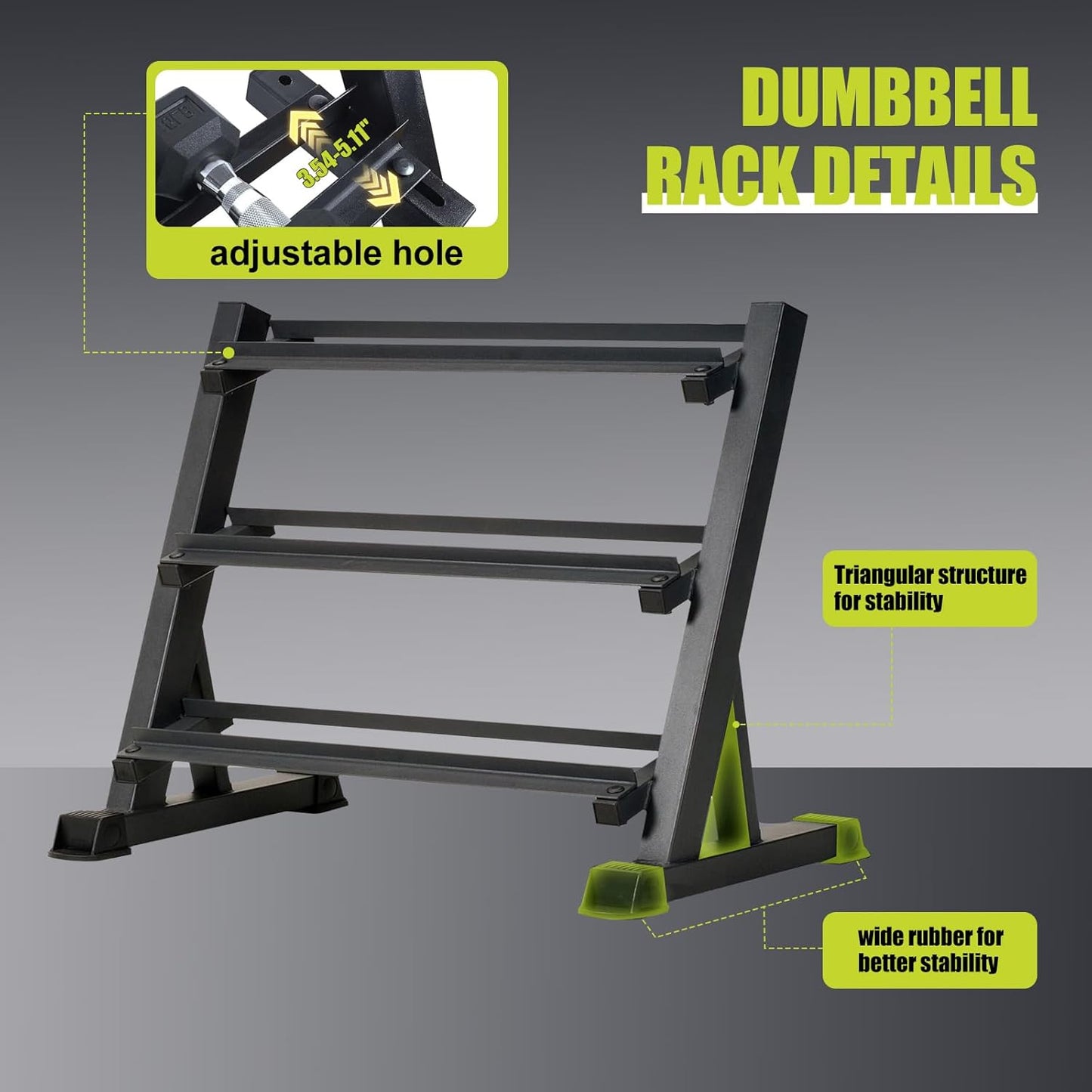 Rubber Coated Hex Dumbbell Set with Rack | Hex Rubber Coated Dumbbells Weight Range 5-50 Lbs Available in 350LB 450LB 550LB Capacity Sets for Strength Training