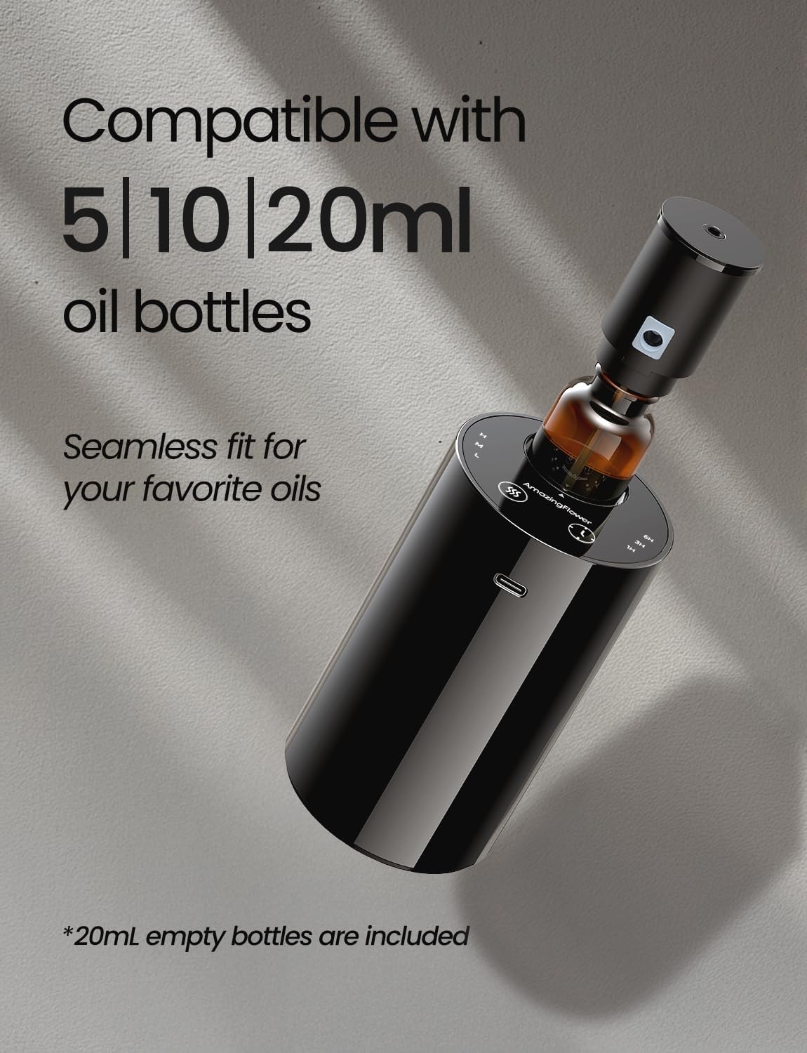 Waterless Essential Oil Diffuser Starter Kit with 4x10mL Hotel Scent Oils