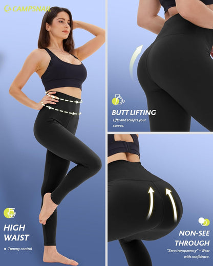 4 Pack Leggings for Women - High Waisted Tummy Control Yoga Pants for Workout Gym Black Leggings Plus Size Dance