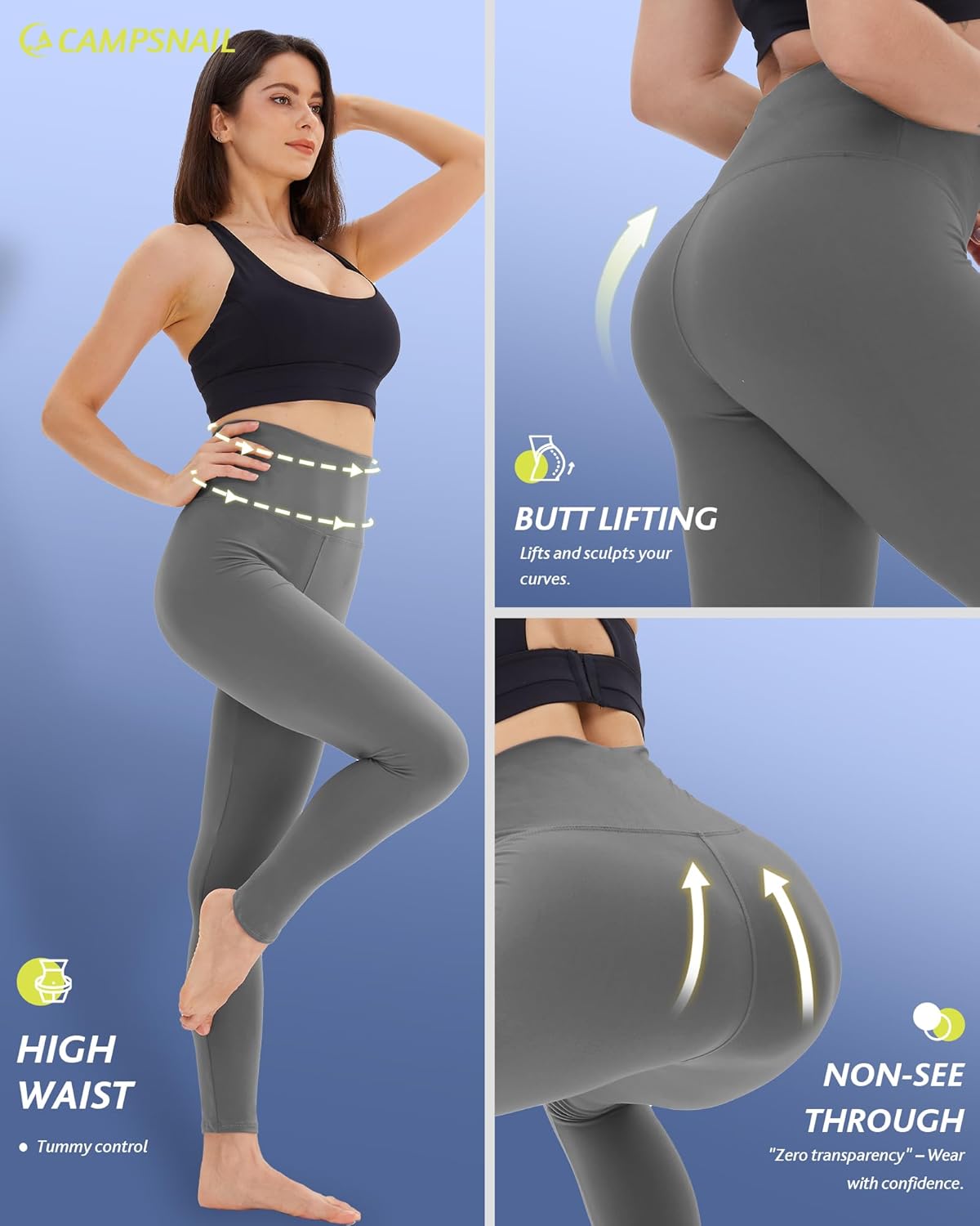 4 Pack Leggings for Women - High Waisted Tummy Control Yoga Pants for Workout Gym Black Leggings Plus Size Dance