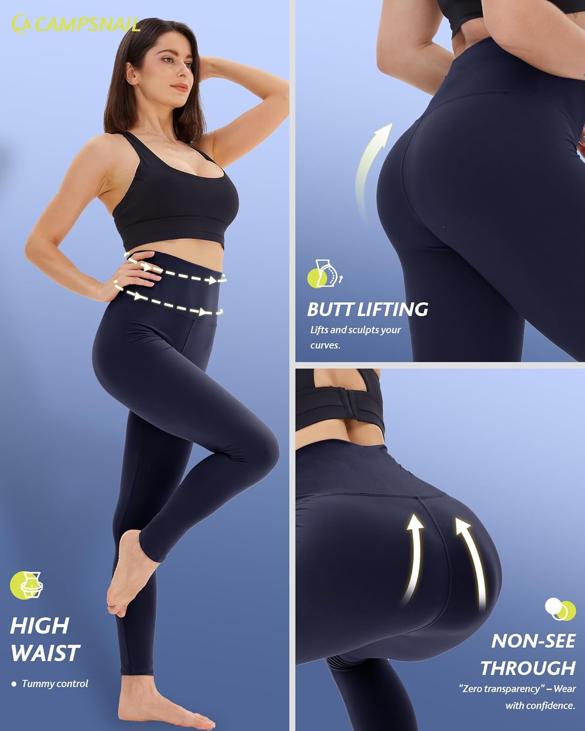 4 Pack Leggings for Women - High Waisted Tummy Control Yoga Pants for Workout Gym Black Leggings Plus Size Dance