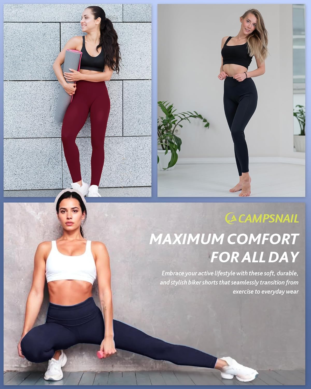 4 Pack Leggings for Women - High Waisted Tummy Control Yoga Pants for Workout Gym Black Leggings Plus Size Dance