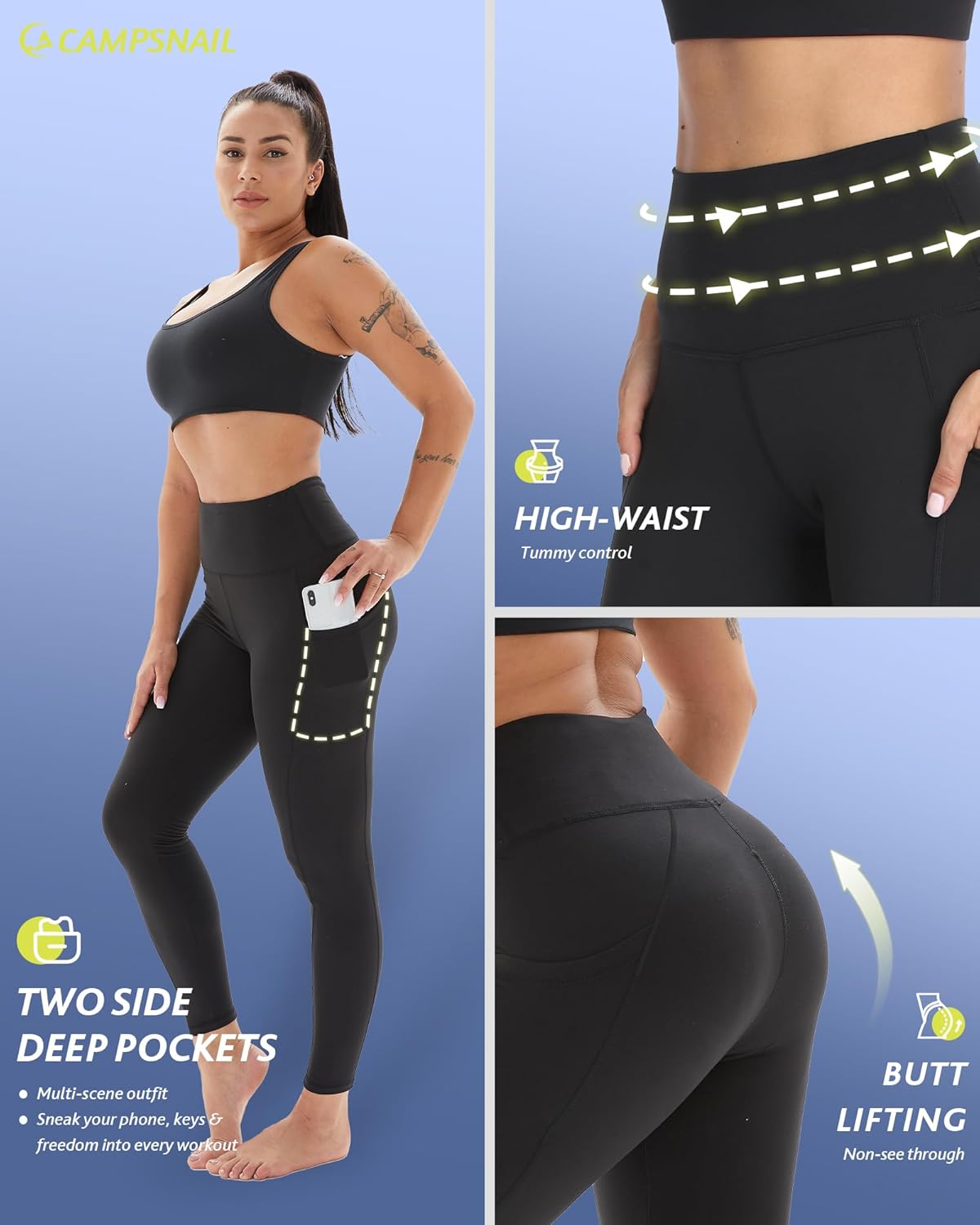 4 Pack Leggings for Women - High Waisted Tummy Control Yoga Pants for Workout Gym Black Leggings Plus Size Dance