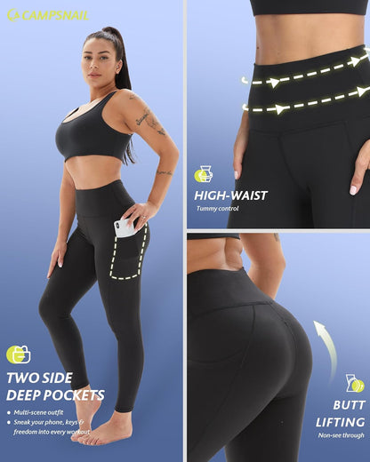 4 Pack Leggings for Women - High Waisted Tummy Control Yoga Pants for Workout Gym Black Leggings Plus Size Dance