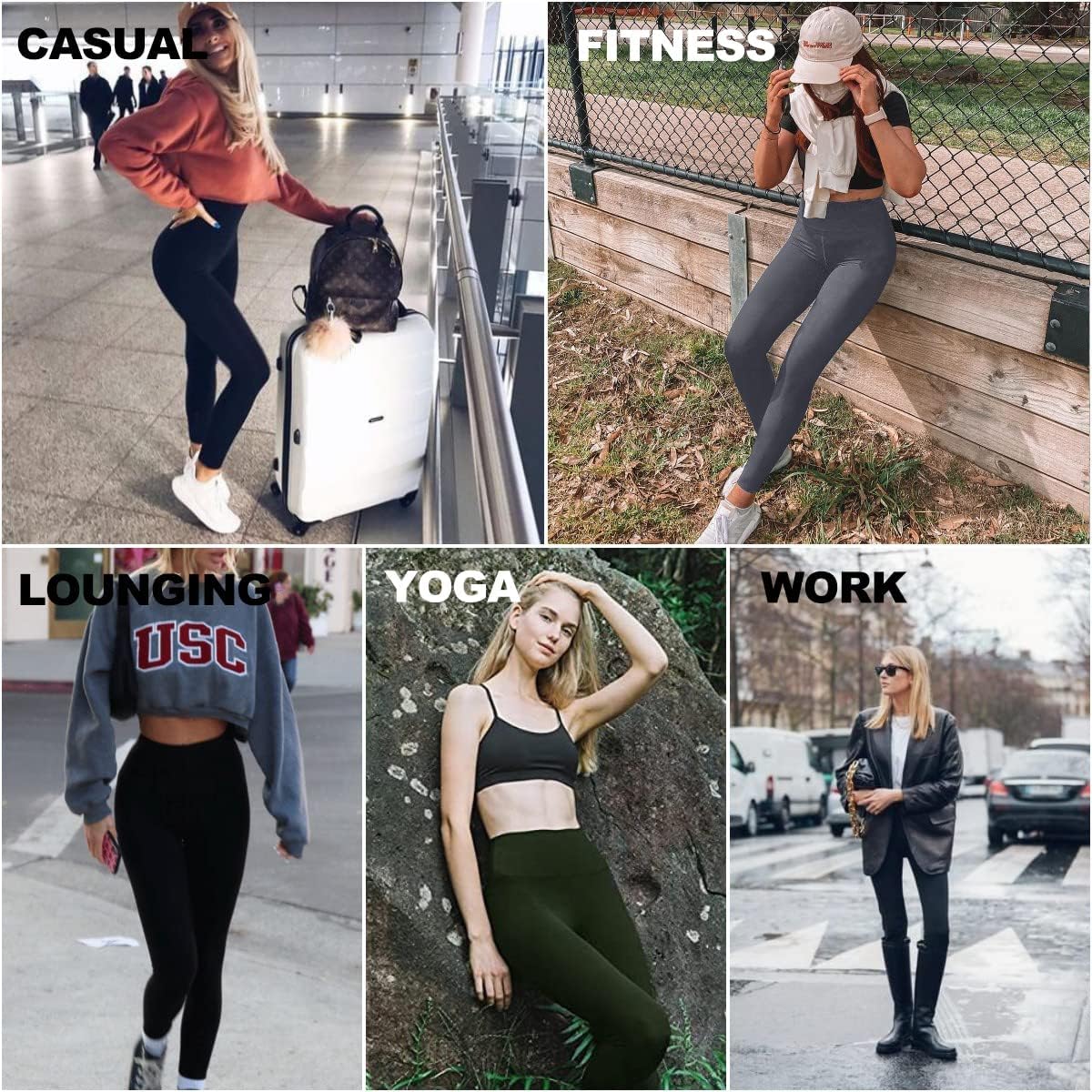 4 Pack Leggings for Women - High Waisted Tummy Control Yoga Pants for Workout Gym Black Leggings Plus Size Dance